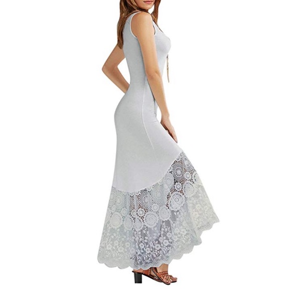 Boutique Dresses & Skirts - Plus Size Maxi Scalloped Lace Jersey Mermaid Dress